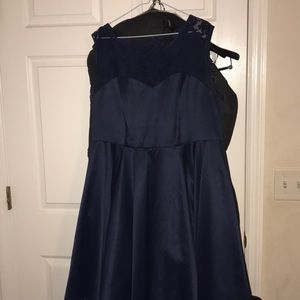 Blue tulle and satin dress
